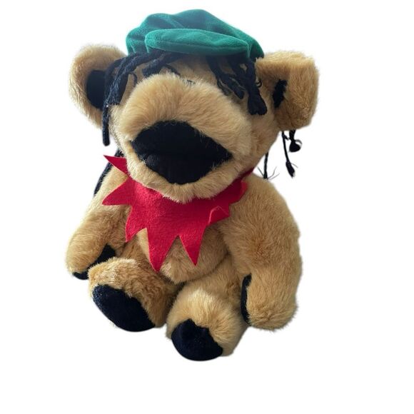 Steven Smith Red Collar Grateful Dead Jointed Rasta Bear Stuffed Plush 12"